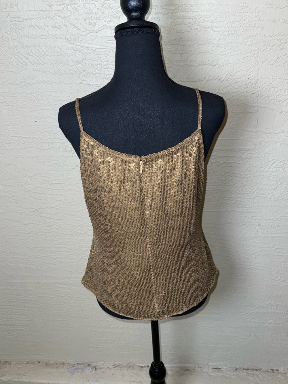 Vintage Niva by Embex Gold Beaded Silk Cami Y2K Disco Glam Top-Small - Picture 5 of 13